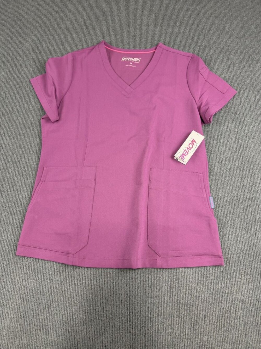 Movement Butter-Soft Womens Purple V-Neck Scrub Top M